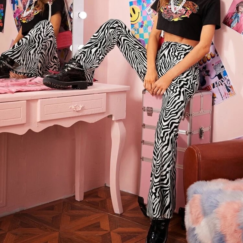 Zebra Print Flare Pants